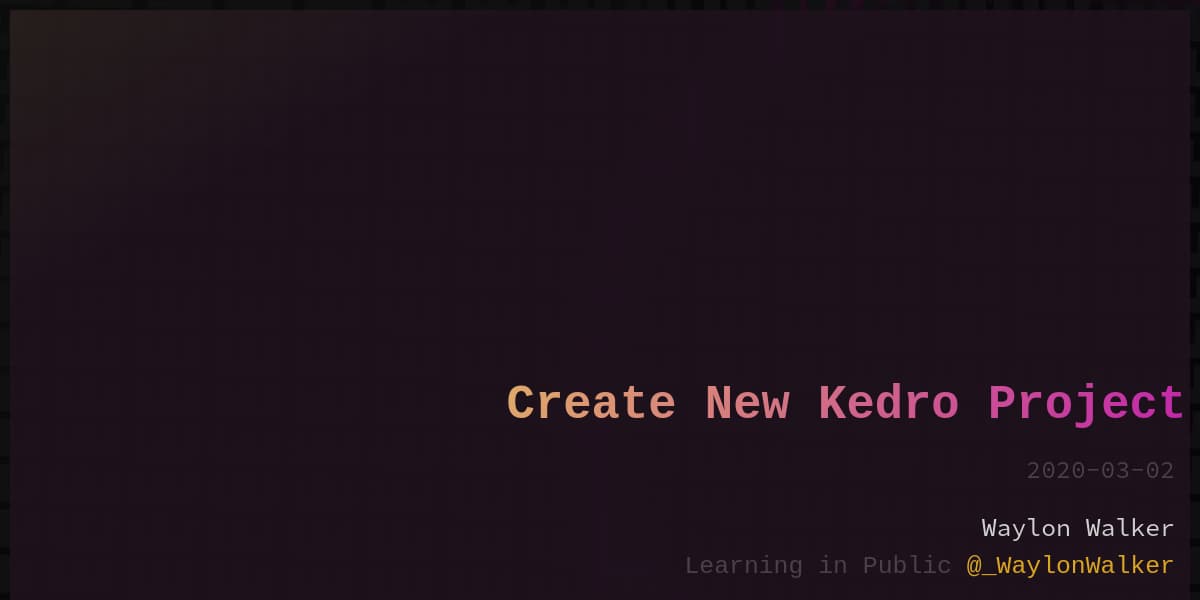 article cover for Create New Kedro Project